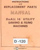 DoAll-Doall 16\", 1612-Utility Sawing & Filing, Instructions & Parts Manual 1938-16\"-1612-U-01